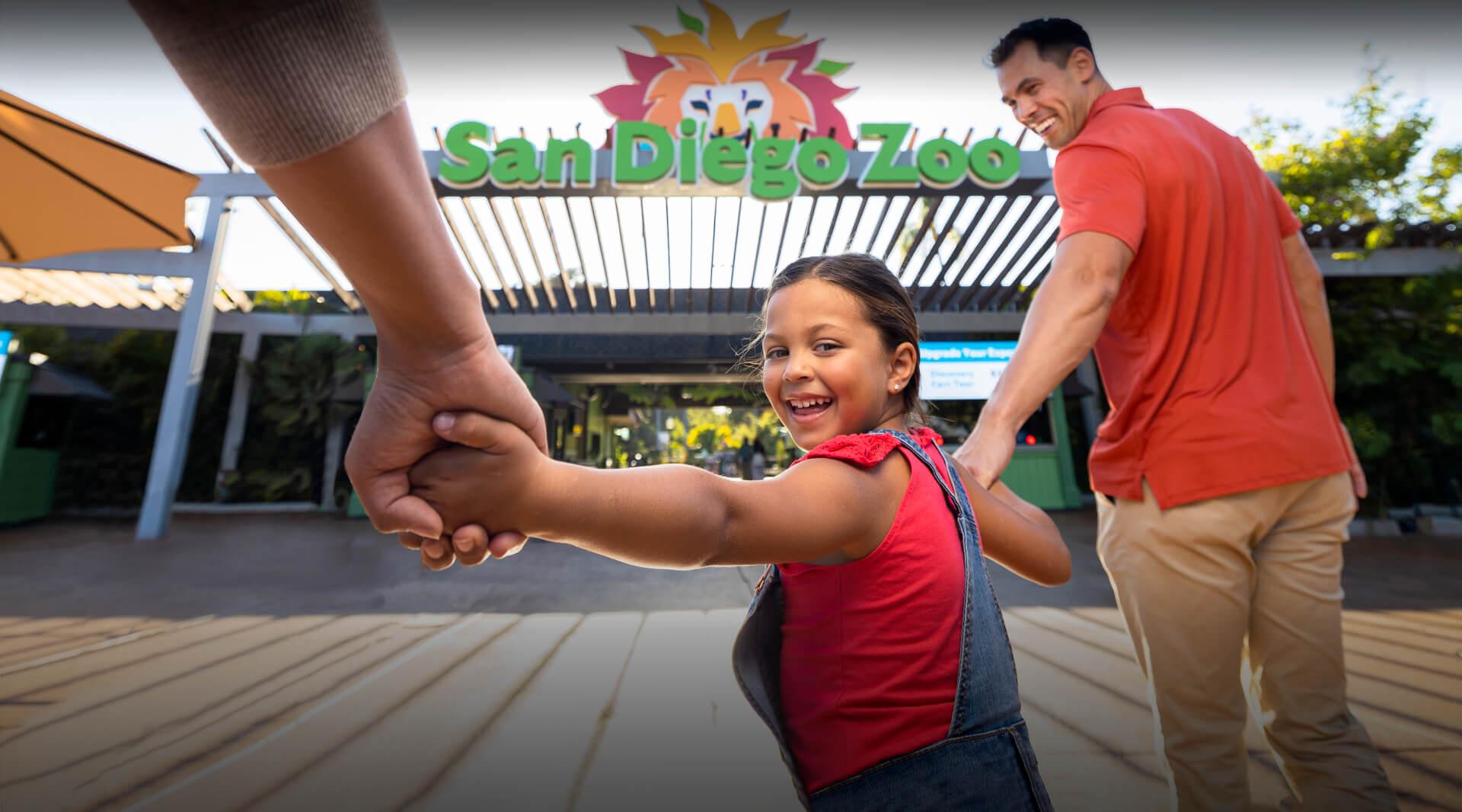 Family walking into the san diego zoo.